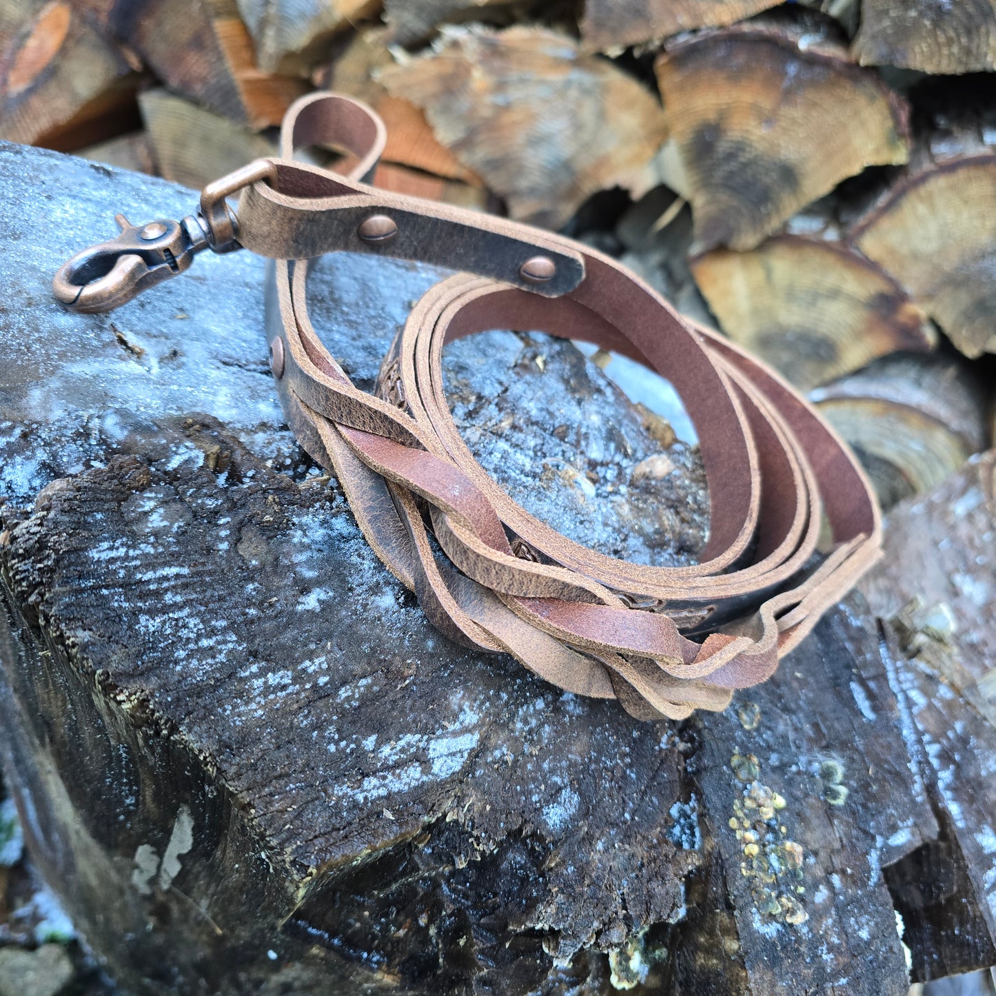 3.5 ft Buffalo Leather k9 lead