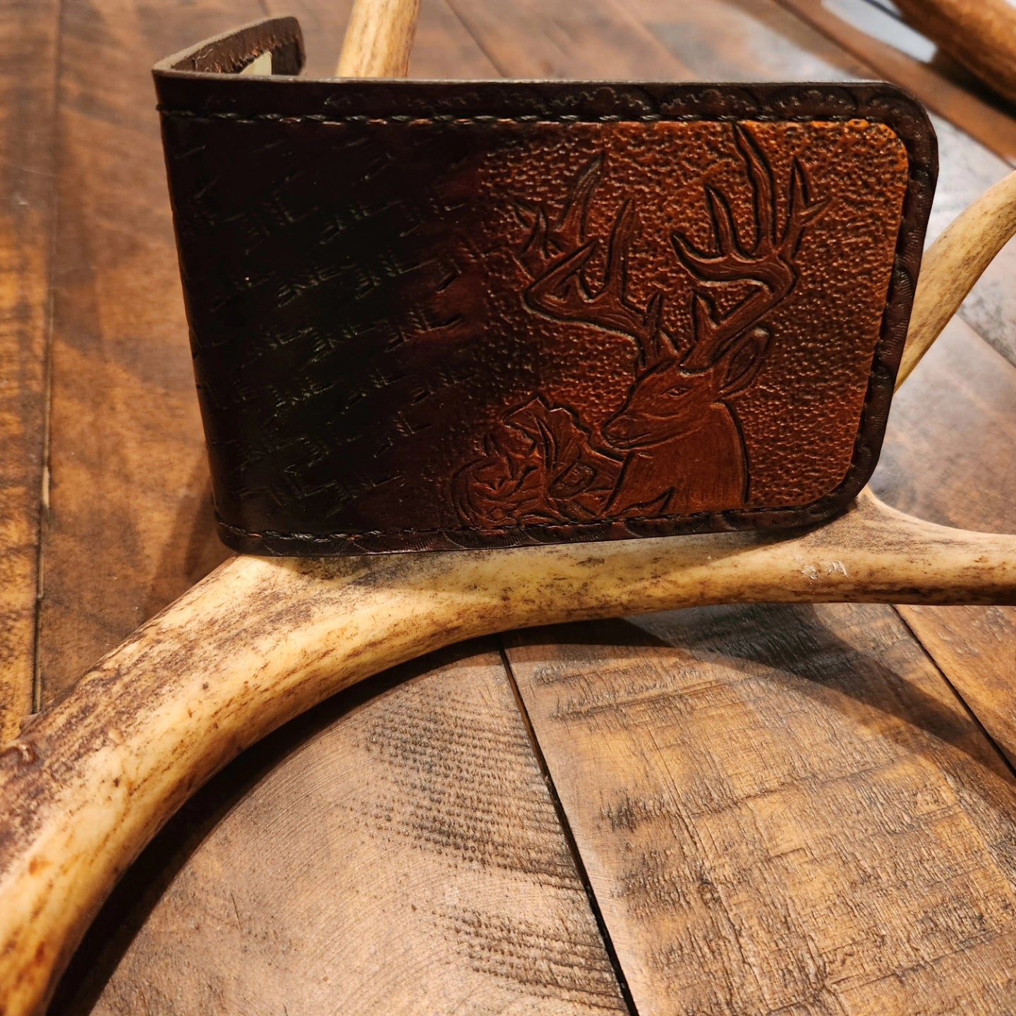 Hand-tooled Whitetail Deer Wallet